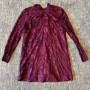 Burgandy Lace Mini Dress
